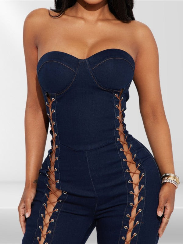 Lace Up Detail Jumpsuit